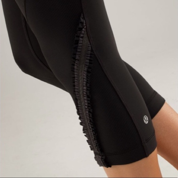 lululemon athletica Pants - Lululemon Run: Full Tilt Crop Black Leggings 6